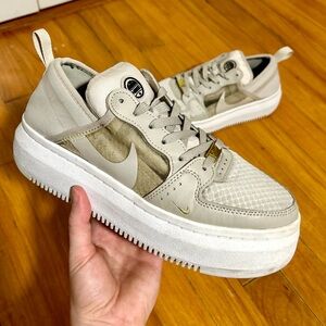 Nike Women’s Court Vision Alta TXT Sneakers | 8 | Cream, Saturn Gold Platforms